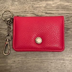 STEVE MADDEN Pink genuine leather embossed Wallet Silver snap keychain organizer